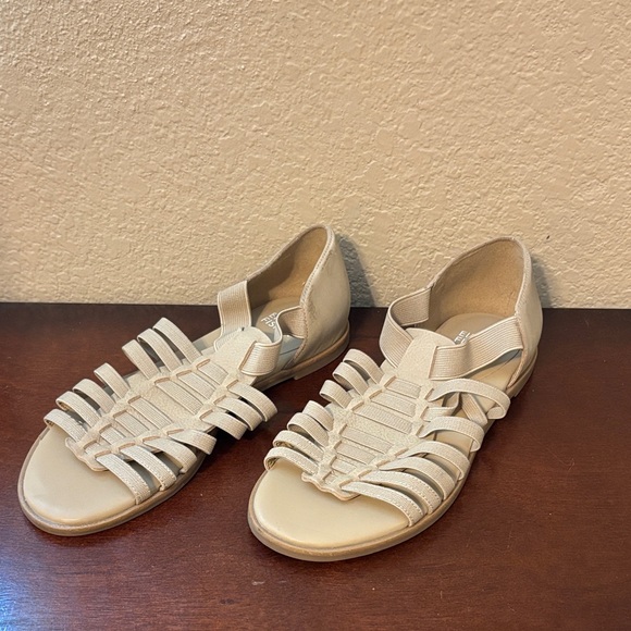 Eileen Fisher Leather Suede Rato Slip-On Sandals Tan Size 5.5 Women’s Shoes - Picture 1 of 9